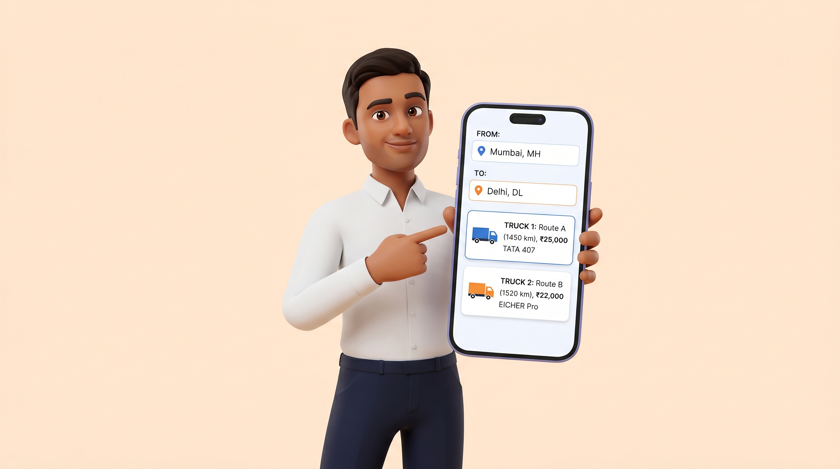 Shipper searching truck options by route
